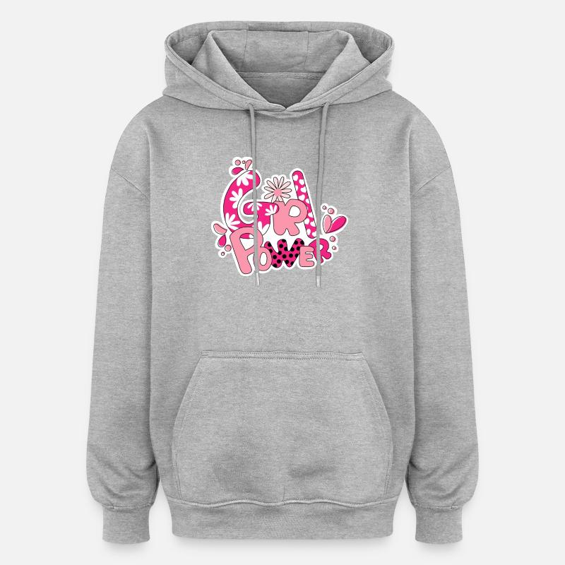 Girl Flower Power - Sweat à capuche oversize unisexe - gris chiné
