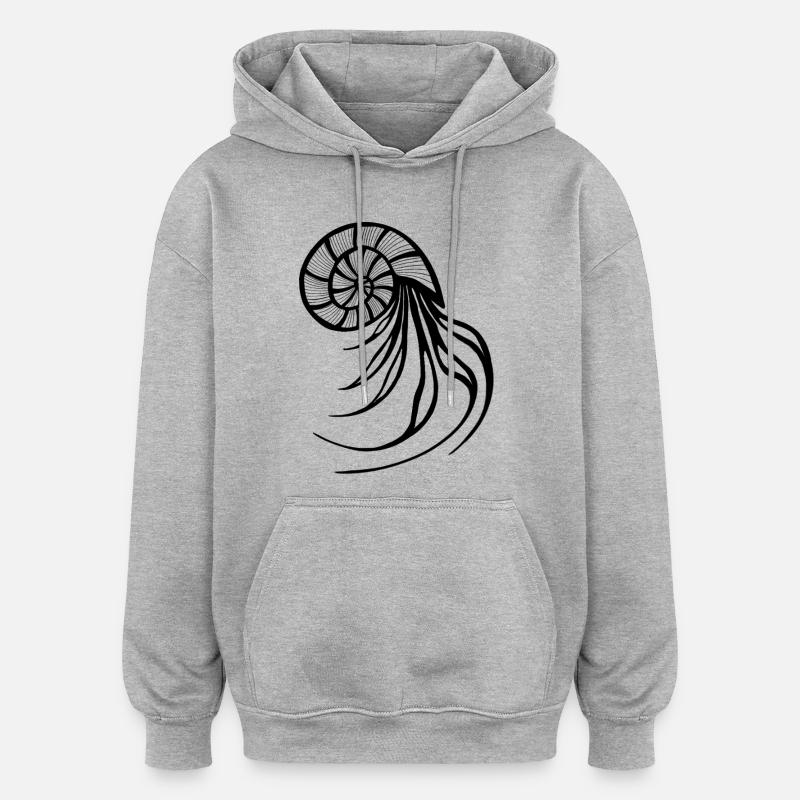 Nautile - Sweat à capuche oversize unisexe - gris chiné