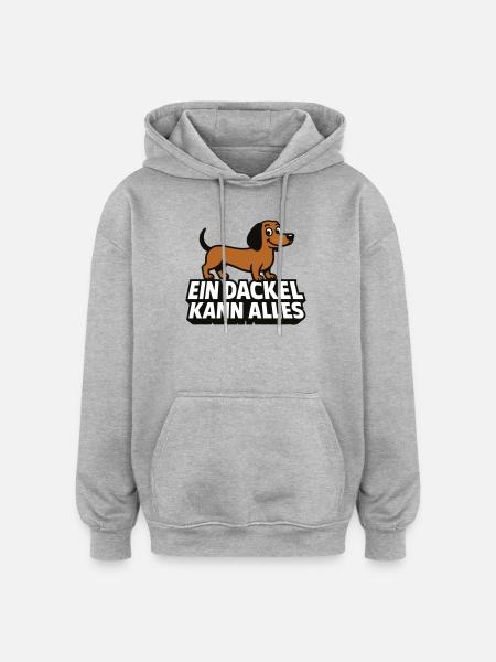 Ein Dackel kann alles! - Oversized Unisex Hoodie - Grau meliert