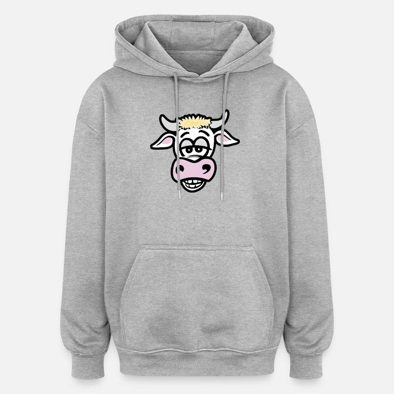 Drôle de vache - Sweat à capuche oversize unisexe - gris chiné