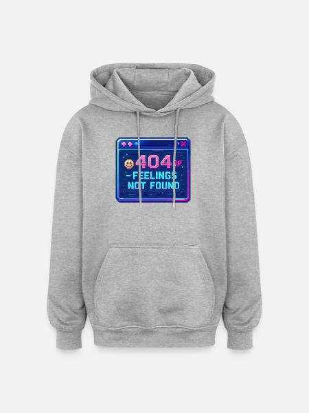 Y2K Retro – 404 Feelings Not Found - Oversized Unisex Hoodie - heather grey