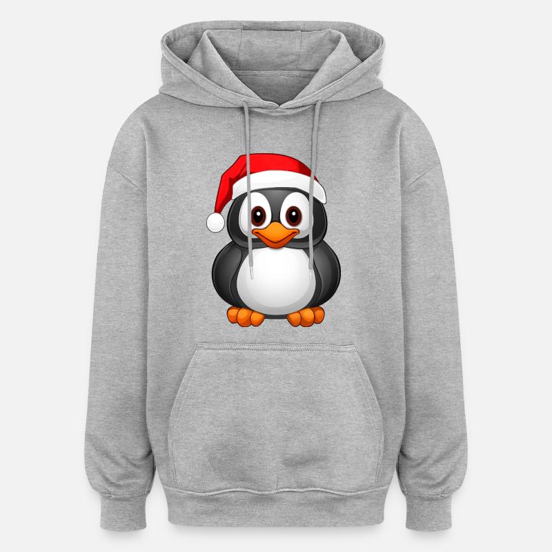 Noël pingouin - Sweat à capuche oversize unisexe - gris chiné