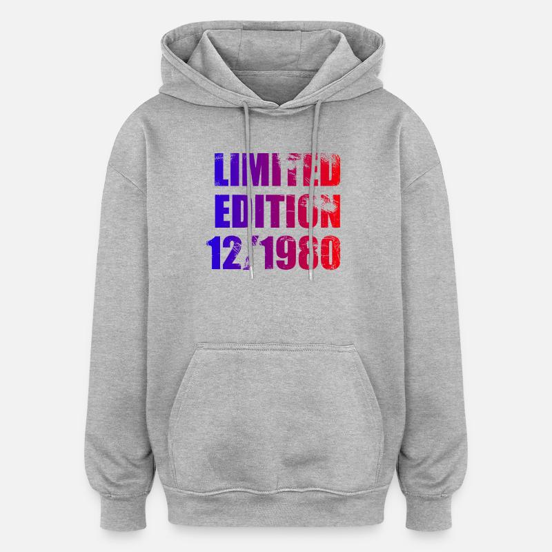 45e anniversaire Édition limitée 12/1980 - Sweat à capuche oversize unisexe - gris chiné