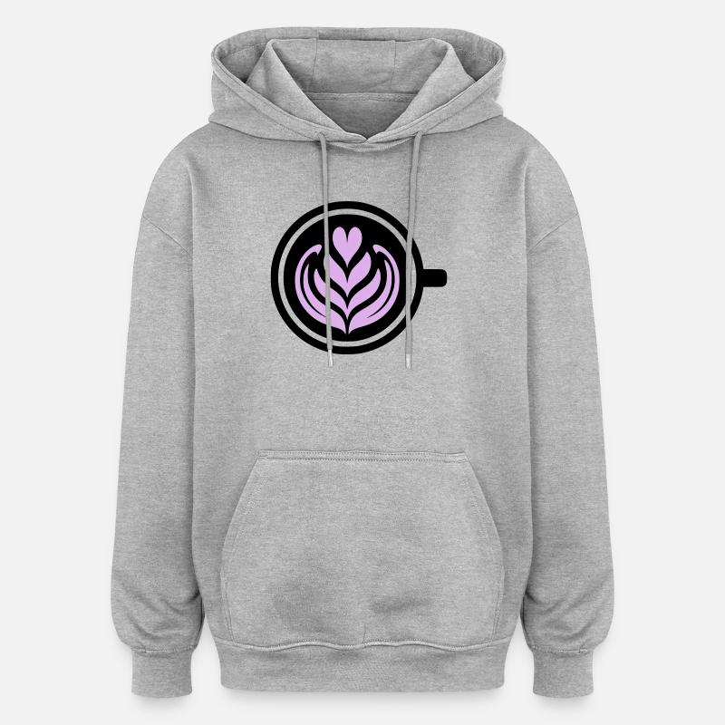 Kaffee-Liebe: Latte art Herz Vektor - Oversized Unisex Hoodie - Grau meliert