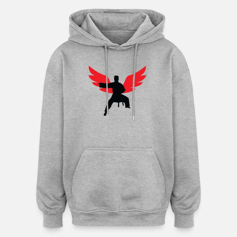 Aïkido - Art Martial - Aïkidoka - Sweat à capuche oversize unisexe - gris chiné