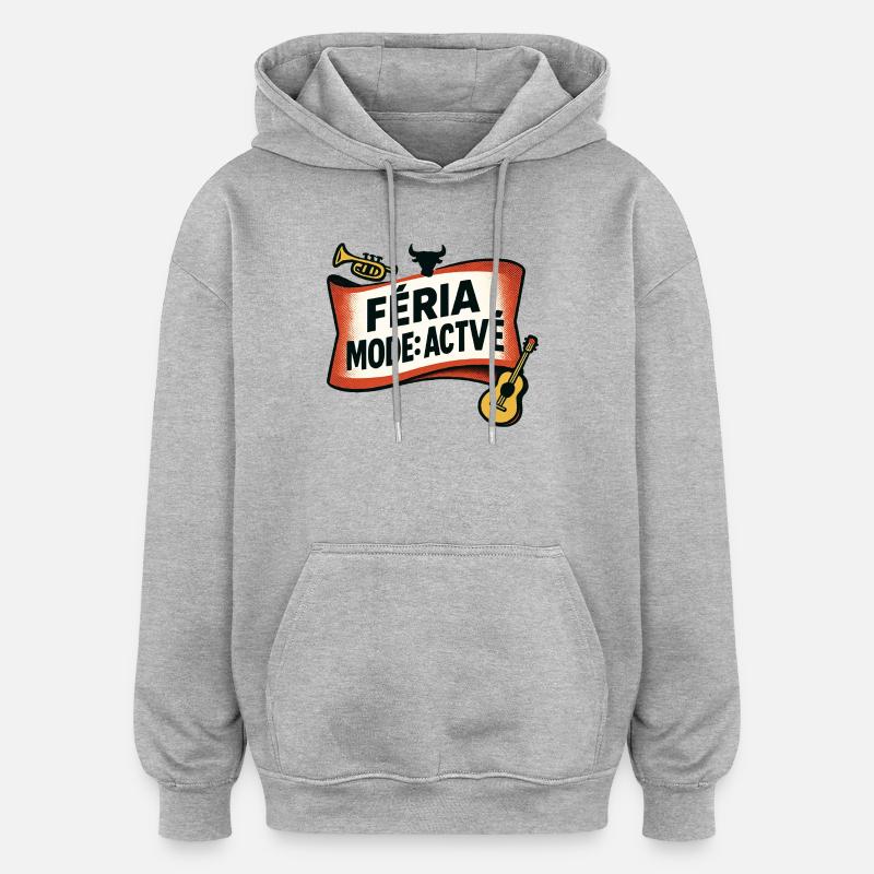 Féria mode : activé - Sweat à capuche oversize unisexe - gris chiné