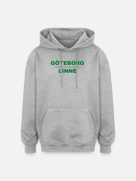 Göteborg Linen – Green-Black Design - Oversized Unisex Hoodie - heather grey