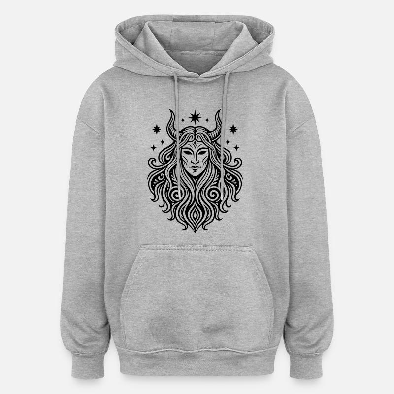 Rauhnächte Perchtenmaske Pagan Symbol - Oversized Unisex Hoodie - Grau meliert