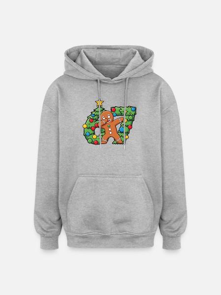 67 Meme-Lebkuchentanz auf dem Weihnachtskranz - Oversized Unisex Hoodie - Grau meliert