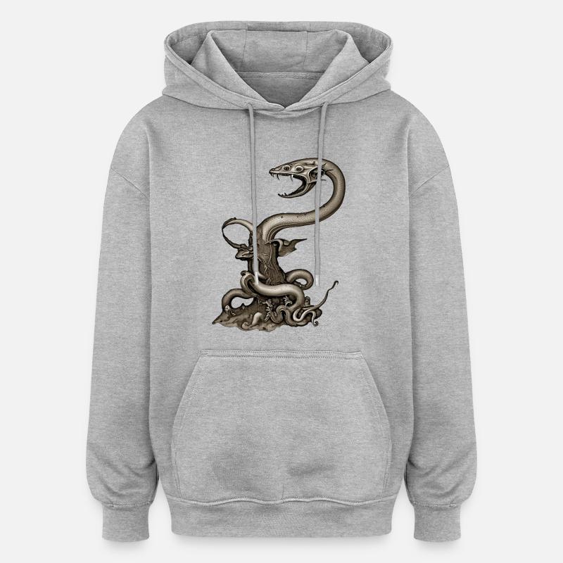BUG #12 - dark hell - Oversized Unisex Hoodie - heather grey