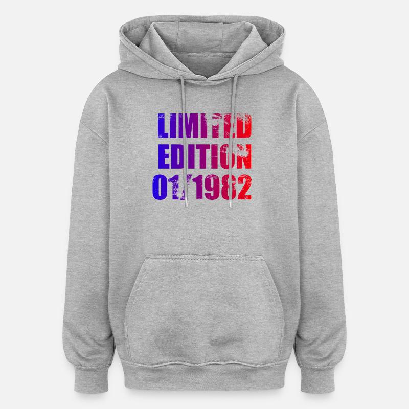 44e anniversaire Édition limitée 01/1982 - Sweat à capuche oversize unisexe - gris chiné