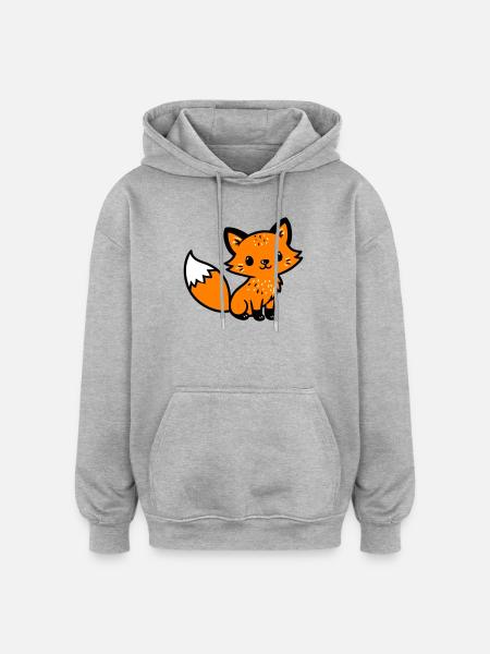 Fuchs Niedlich Comic - Oversized Unisex Hoodie - Grau meliert
