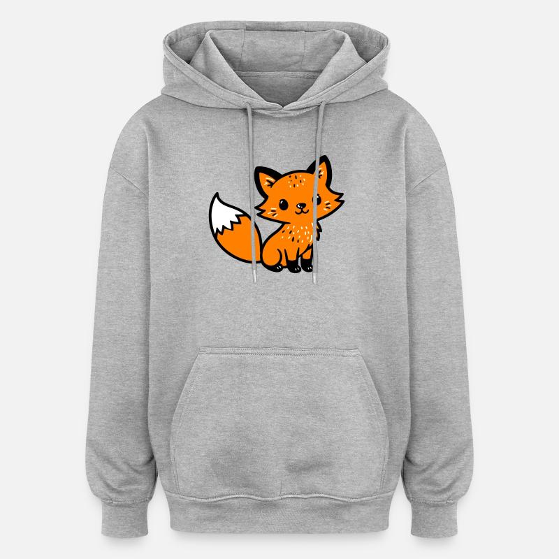 Fox Cute Comic - Sweat à capuche oversize unisexe - gris chiné