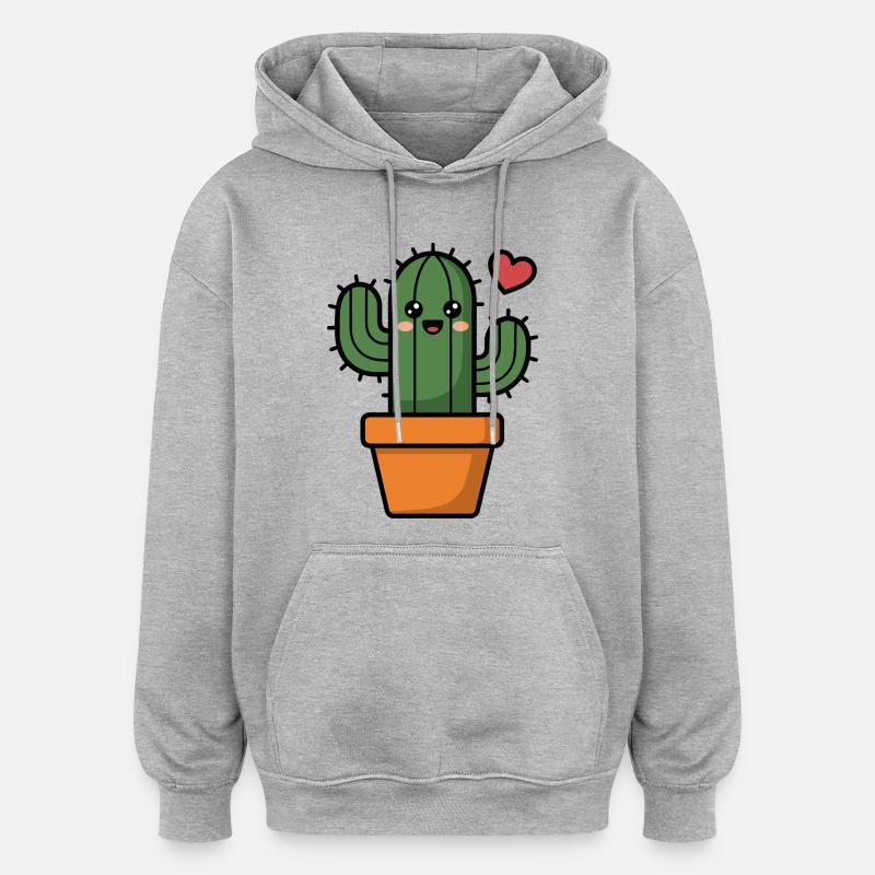 Cactus - Sweat à capuche oversize unisexe - gris chiné