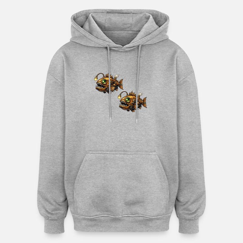 Piranhas des eaux profondes steampunk - Sweat à capuche oversize unisexe - gris chiné