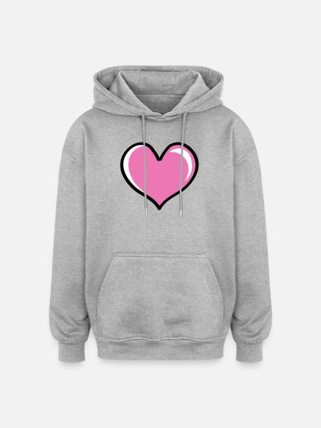 Heart Love - Oversized Unisex Hoodie - heather grey