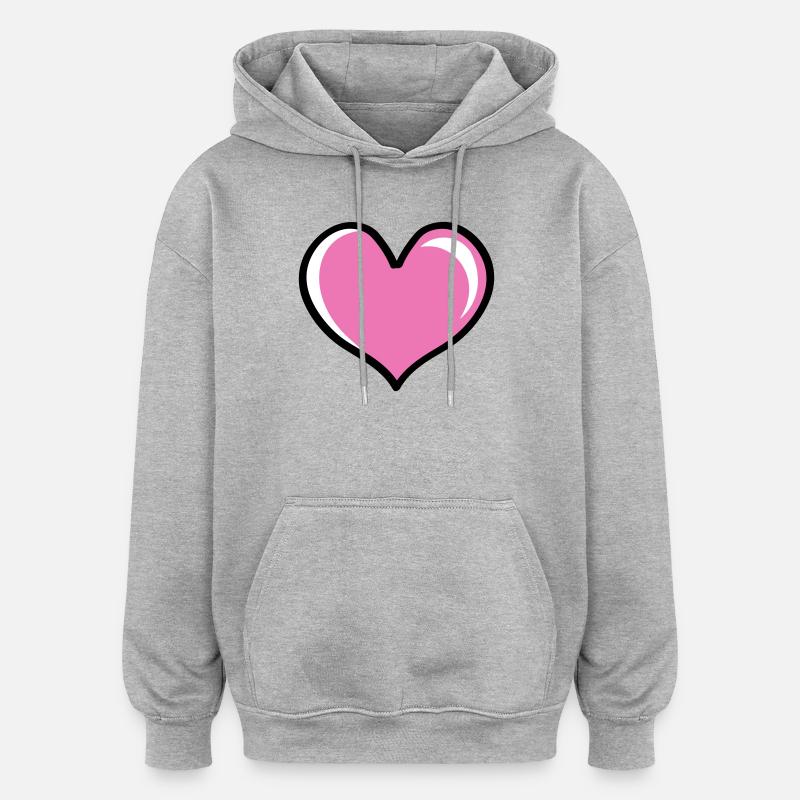 Amour du cœur - Sweat à capuche oversize unisexe - gris chiné