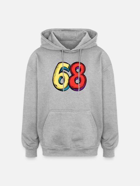 68 Zahl Bunt - Oversized Unisex Hoodie - Grau meliert
