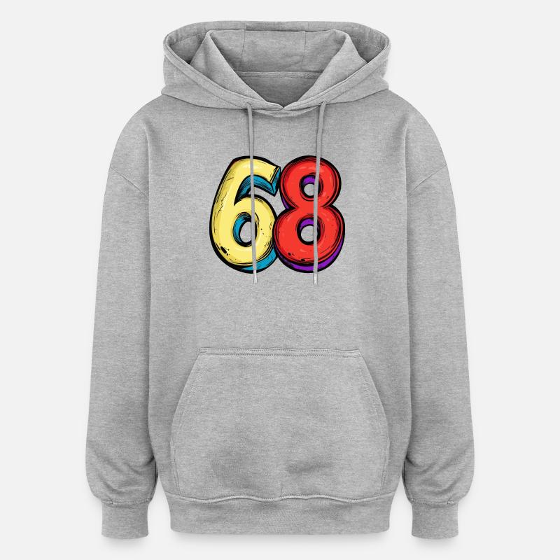 68 nummer färgglada - Oversized luvtröja unisex - gråmelerad