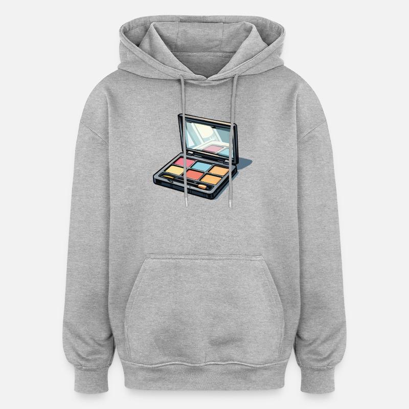 Farbenpalette Kunst: Makeup-Illustration - Oversized Unisex Hoodie - Grau meliert