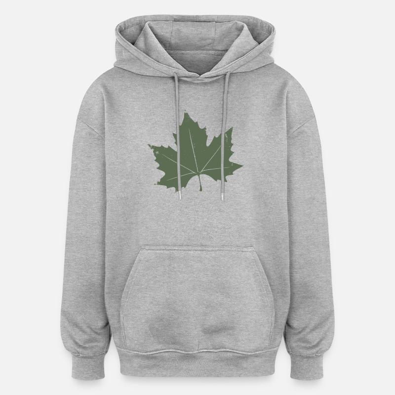 Feuille d’érable verte - Sweat à capuche oversize unisexe - gris chiné
