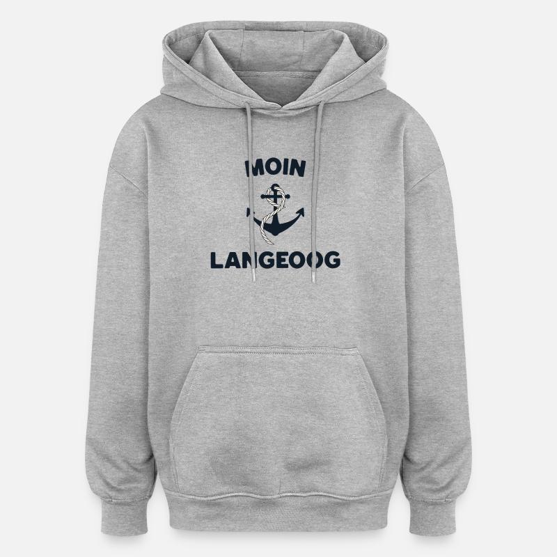 Moin Langeoog – Maritimes Anker-Design - Oversized Unisex Hoodie - Grau meliert