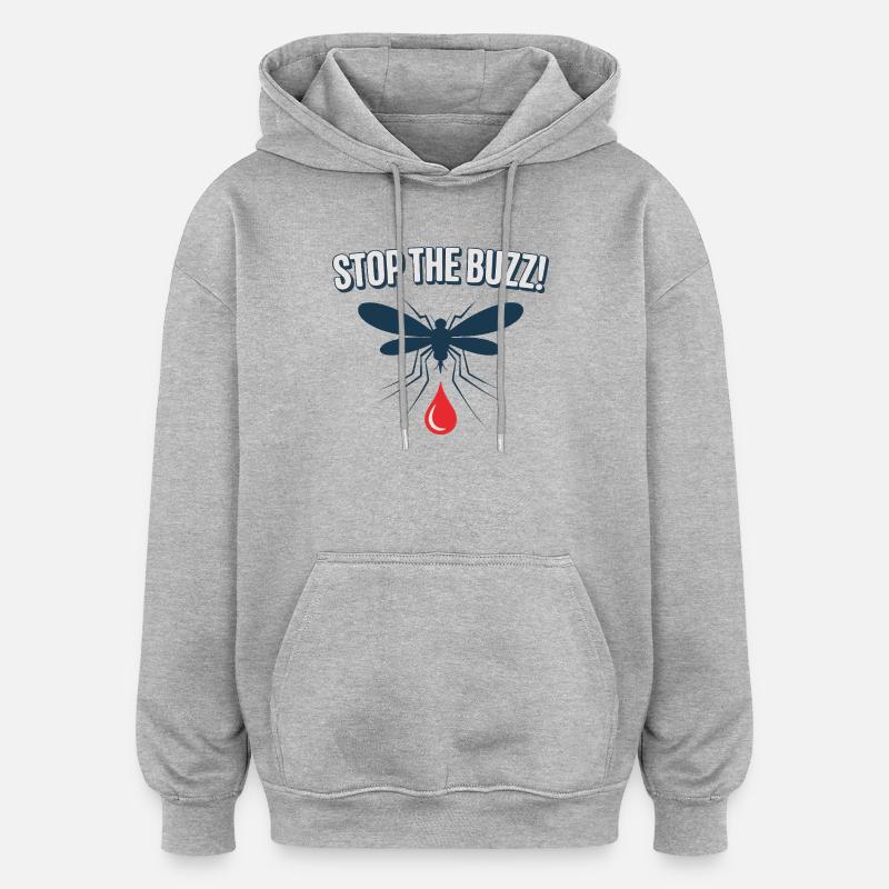 Stopp den Buzz Mückenblutrotttropfen - Oversized Unisex Hoodie - Grau meliert