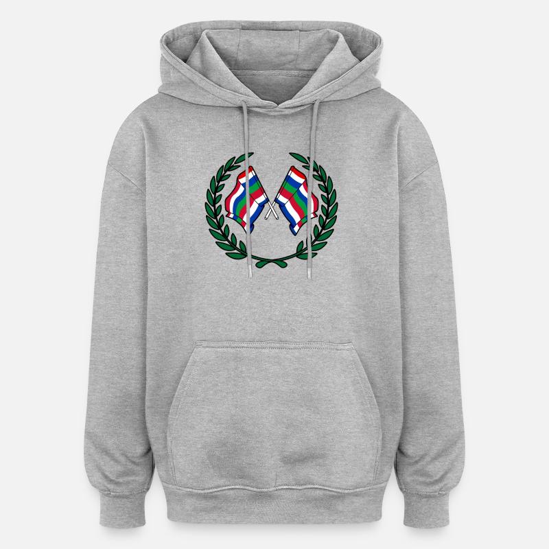 Schier Laurel Flags – Island Pride - Sweat à capuche oversize unisexe - gris chiné