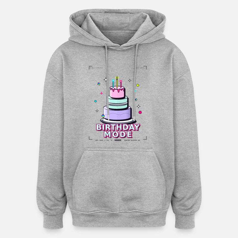 gâteau d’anniversaire anniversaire - Sweat à capuche oversize unisexe - gris chiné