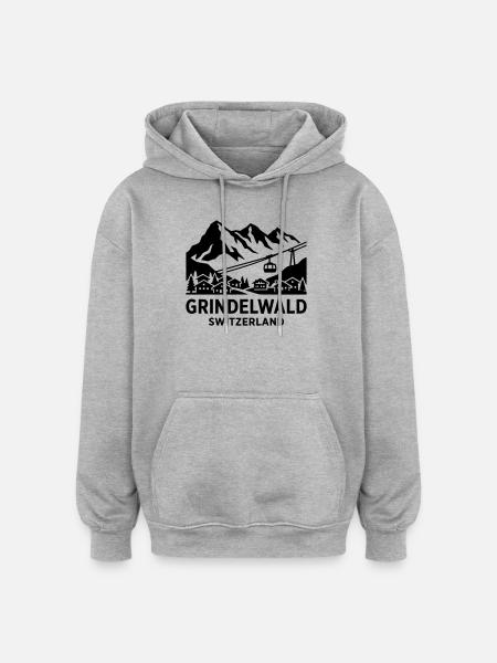 Grindelwald, Suisse - Sweat à capuche oversize unisexe - gris chiné
