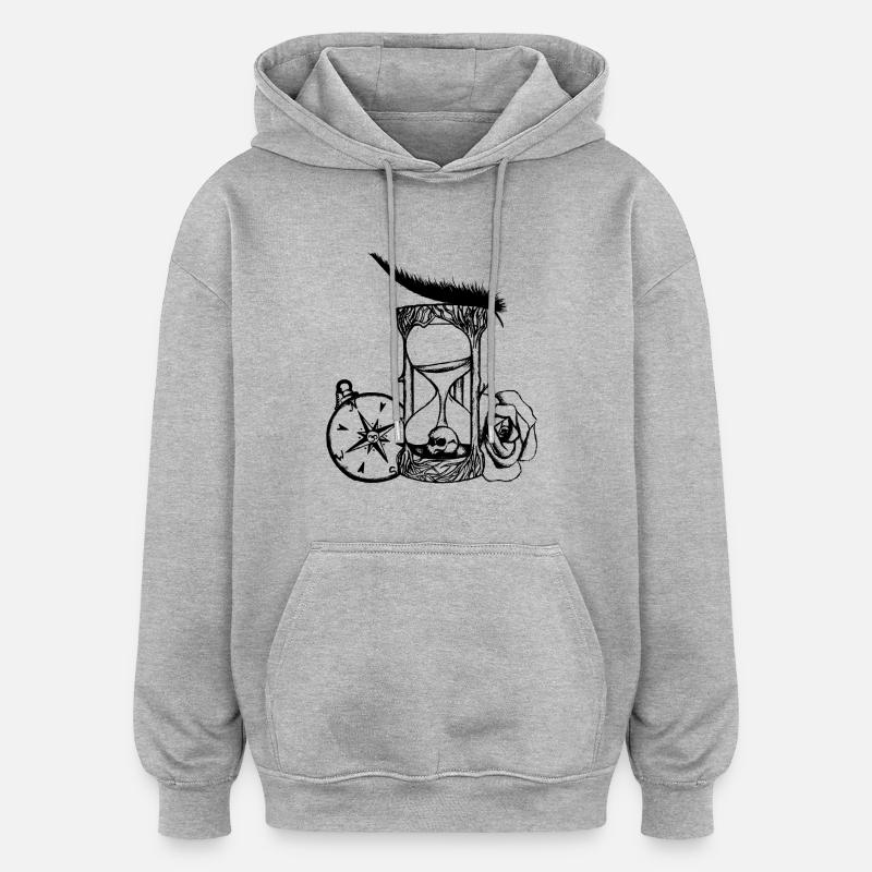 Sanduhr - Oversized Unisex Hoodie - Grau meliert