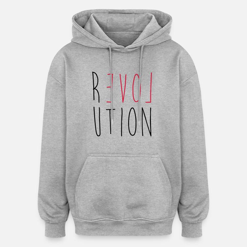 Révolution Amour - Sweat à capuche oversize unisexe - gris chiné