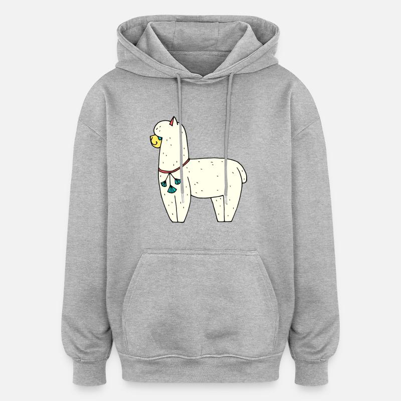 Alpaka - Oversized Unisex Hoodie - Grau meliert