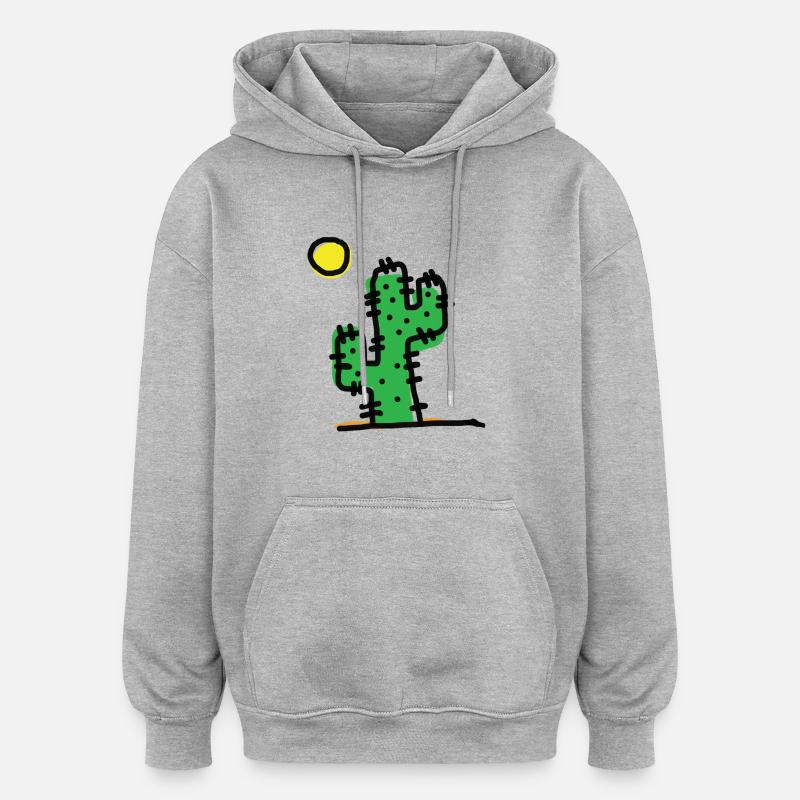 Einzelner Kaktus - Oversized Unisex Hoodie - Grau meliert