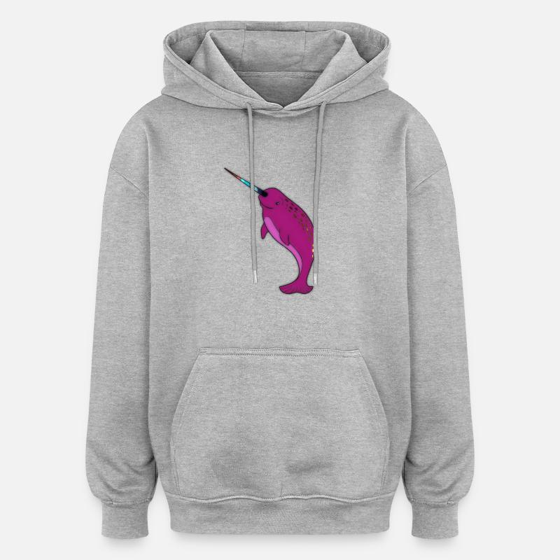 Flipper Licorne - Sweat à capuche oversize unisexe - gris chiné