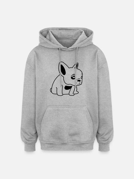 Sad Frenchie - Oversized Unisex Hoodie - heather grey