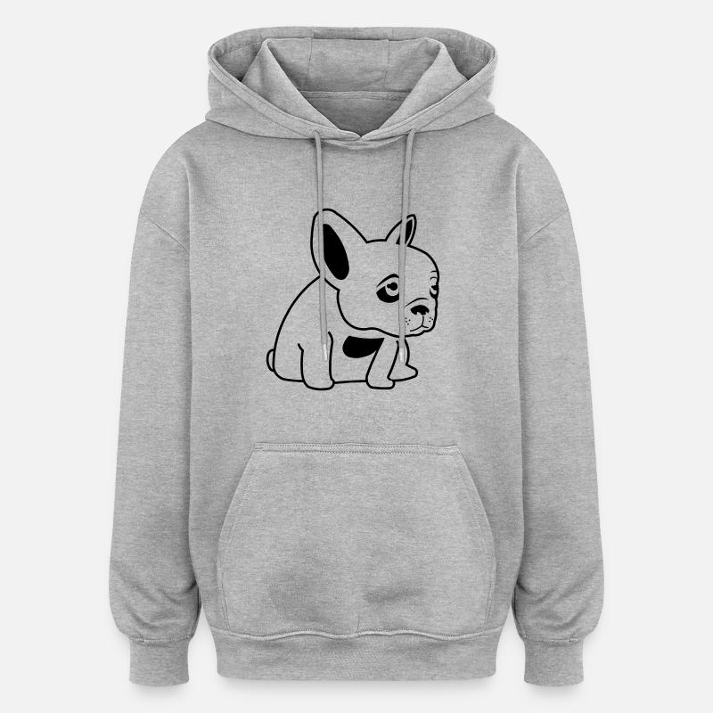 Triste Frenchie - Sweat à capuche oversize unisexe - gris chiné
