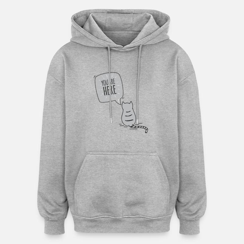 Chat - Sweat à capuche oversize unisexe - gris chiné