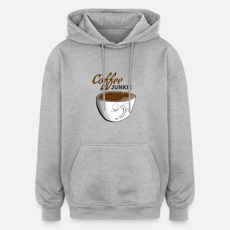 Café Junkie - Sweat à capuche oversize unisexe - gris chiné