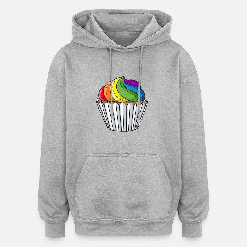 Cupcake de la fierté gaie - Sweat à capuche oversize unisexe - gris chiné