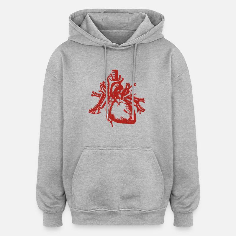 Véritable art de coeur - Sweat à capuche oversize unisexe - gris chiné