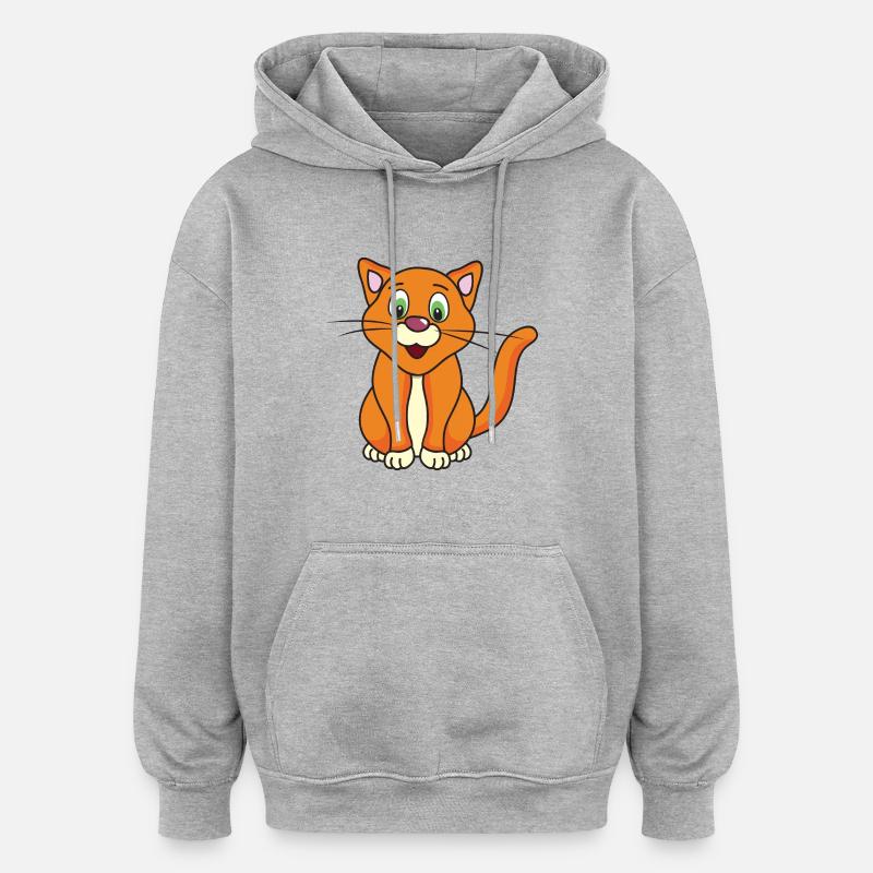 chat - Sweat à capuche oversize unisexe - gris chiné
