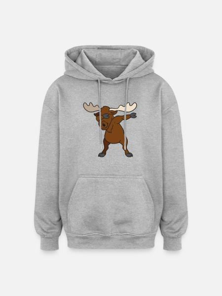 Dabbing dab moose - Oversized Unisex Hoodie - heather grey