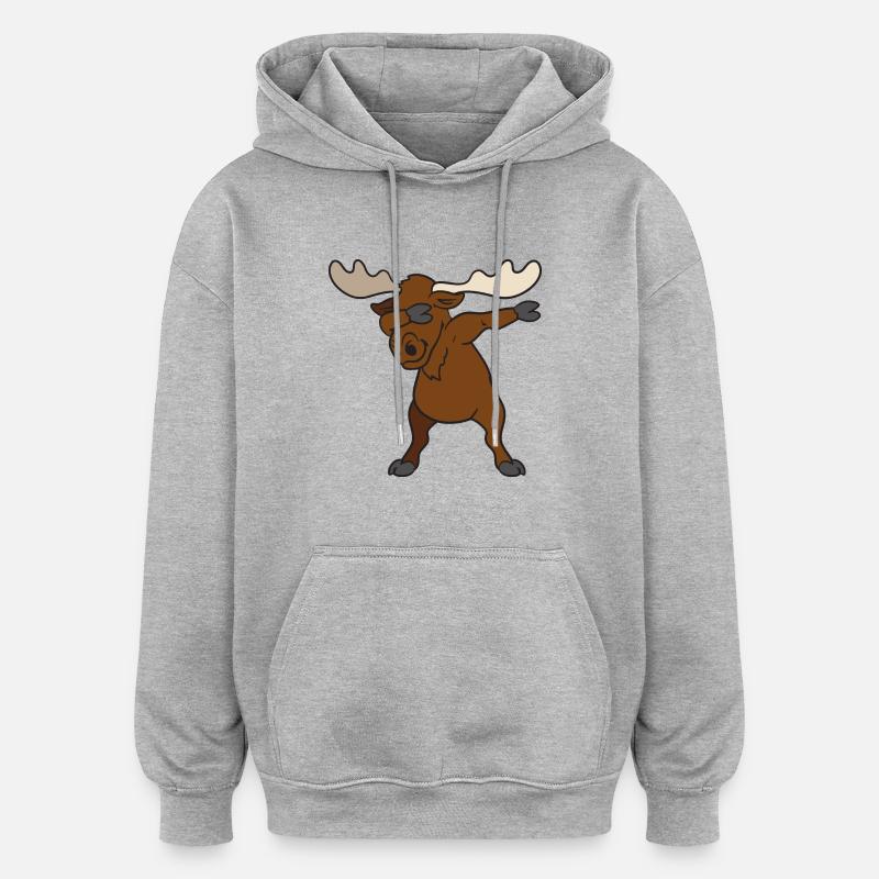 Dabbing dab moose - Oversized Unisex Hoodie - heather grey