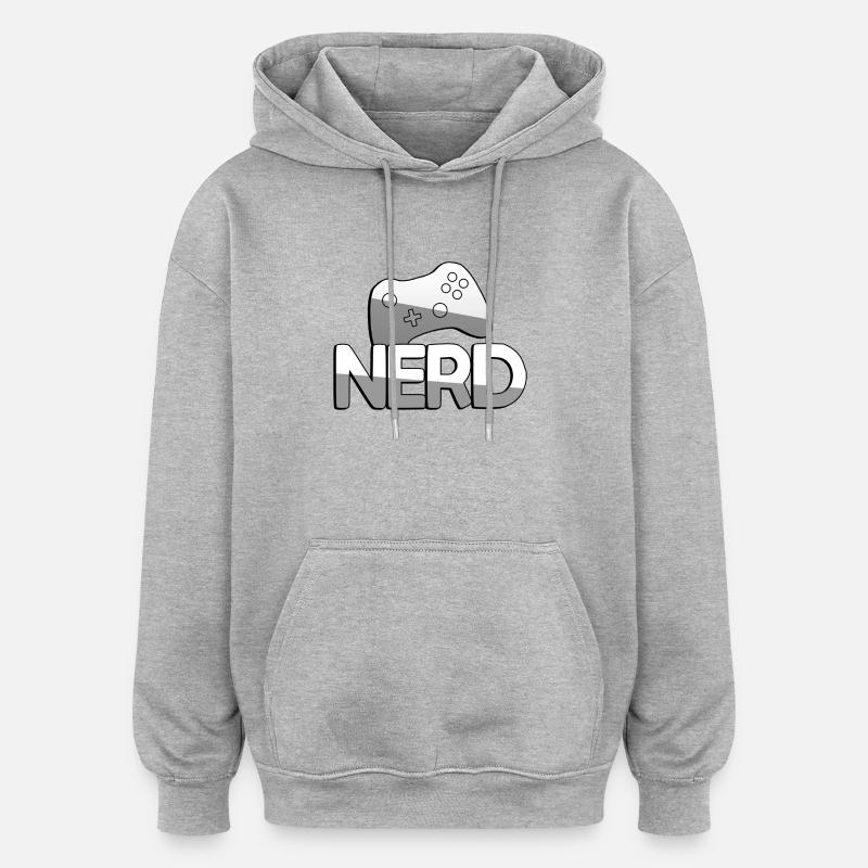 NERD + Contrôleur - Jeux - Sweat à capuche oversize unisexe - gris chiné