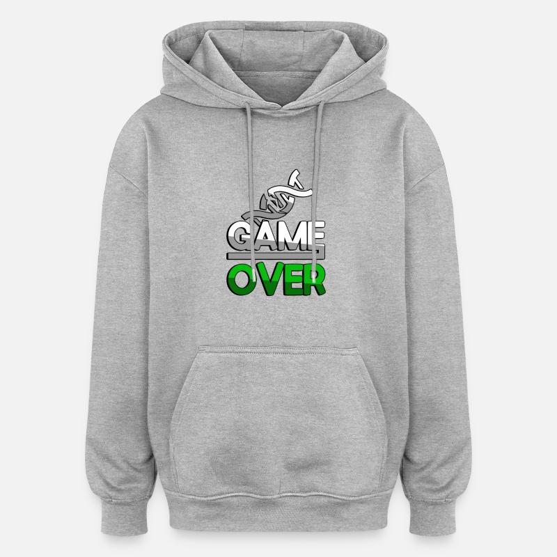 GAME OVER (Vert) + ADN - Jeux - Sweat à capuche oversize unisexe - gris chiné