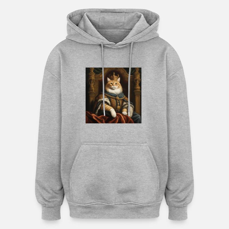Le Roi des Chats - Sweat à capuche oversize unisexe - gris chiné