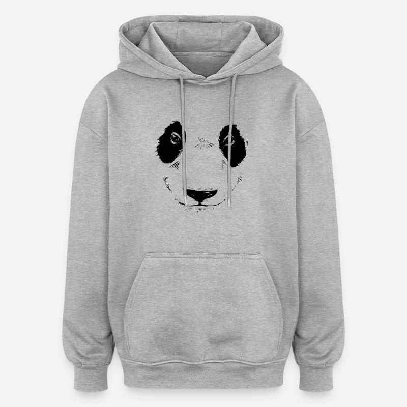Panda (Scary) - Sweat à capuche oversize unisexe - gris chiné