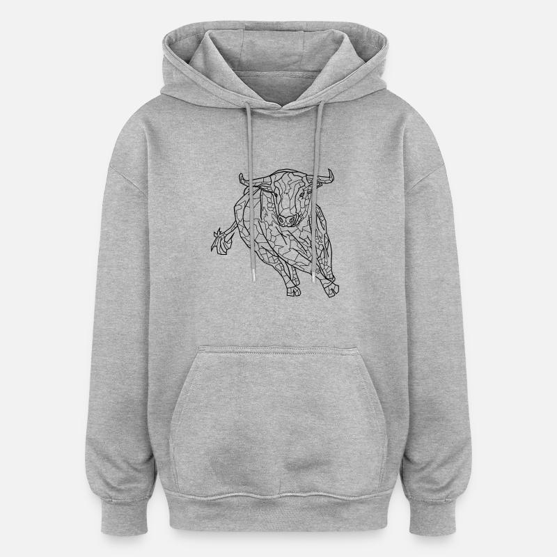 Raging taureau - Sweat à capuche oversize unisexe - gris chiné