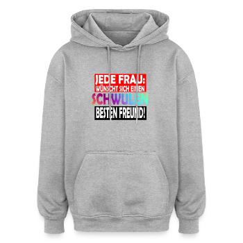 Schwuler Freund / Bester Freund - Oversized Unisex Hoodie - Grau meliert - Vorne - Noah (186cm)